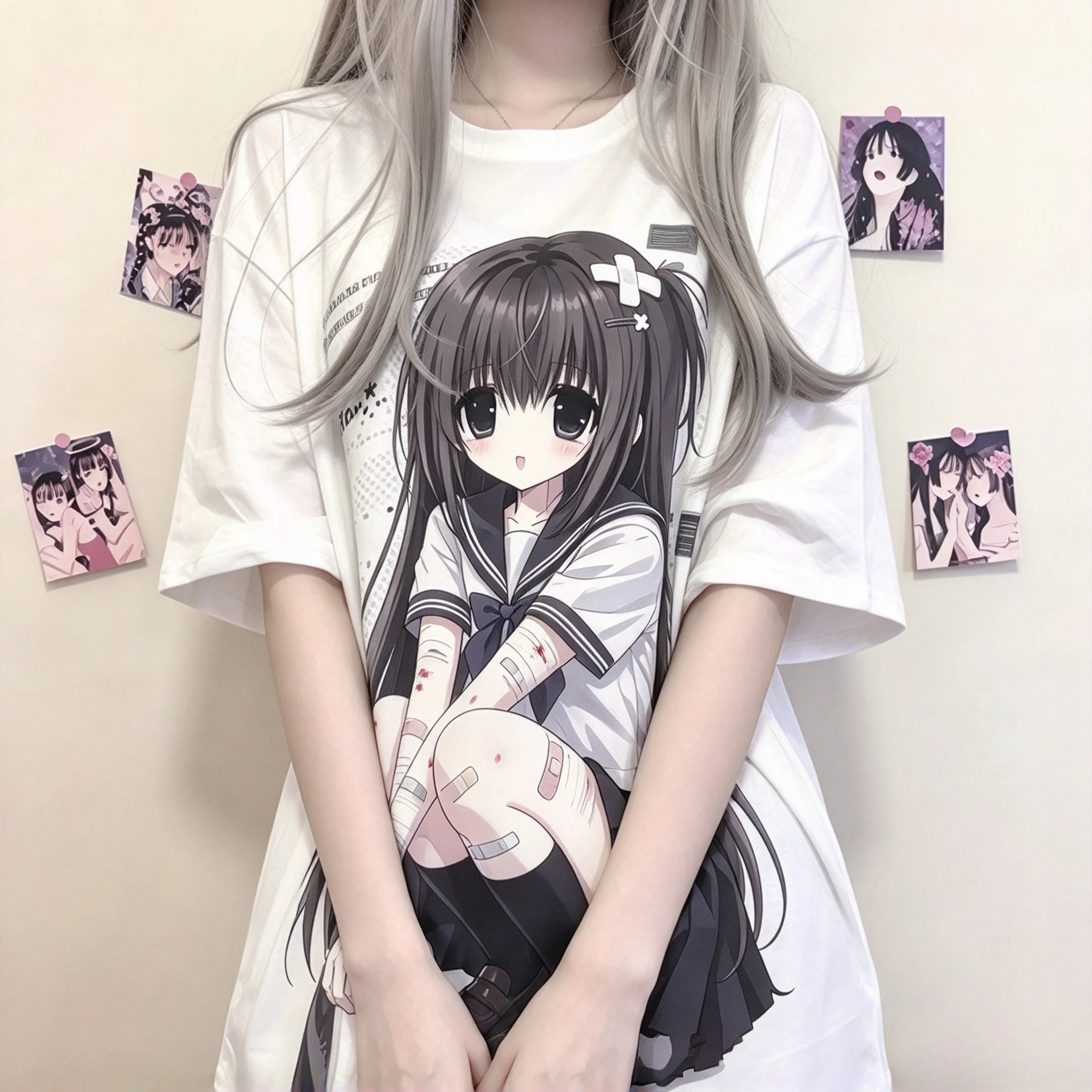 Japanese Two-dimensional Girl T-shirt Cute Sweet Anime Printed White Casual Top Women Subculture Gothic Graphic All Match Tees