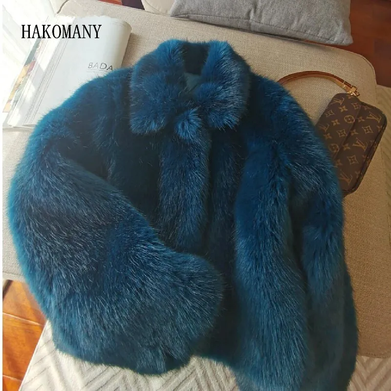 

Women Short Outercoat Winter Vintage Cabry Blue Hairy Shaggy Faux Fur Coat The Spice Girls Full Sleeve Lapel Furry Warm Jacket