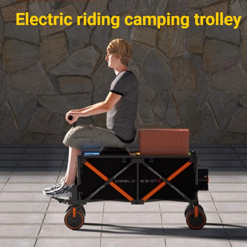 

Cycling Electric Camping Trolley Picnic Portable Folding Large Capacity Travel Trolley Cart Convenient Transport Outdoor Tools