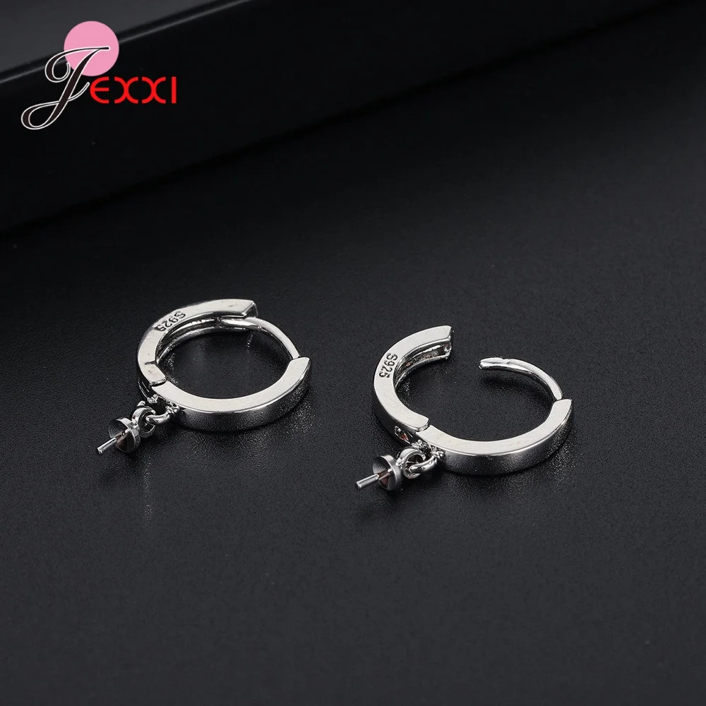 Elegant Cubic Zircon Round Shape Earrings Jewelry Genuine 925 Sterling Silver For Women Girls Wedding Fashion Jewelry
