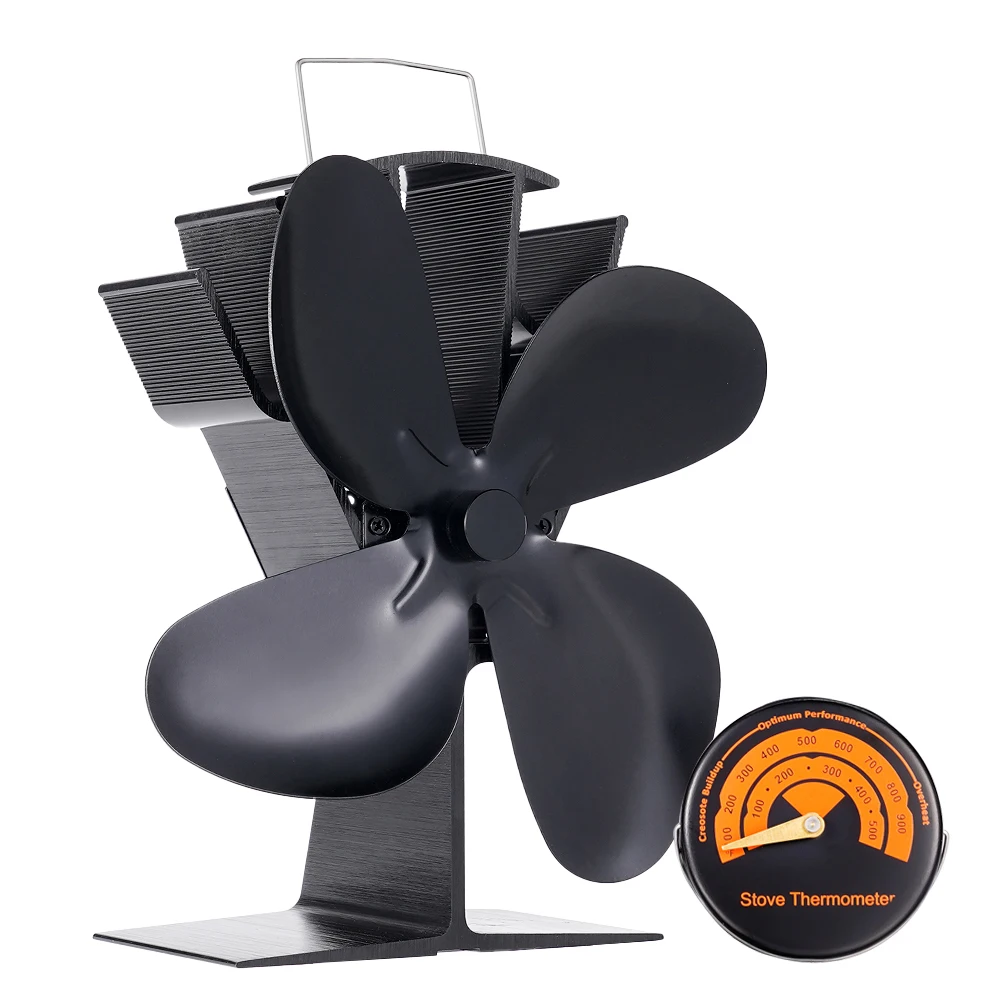 مروحة مدفأة مكونة من 6 شفرات ومقياس حرارة يعمل بالطاقة الحرارية وتوزيع حرارة فعال بيئيًا للمنزل في الهواء الطلق #6