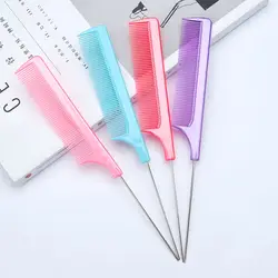 Woman Anti-static Hairbrush Hairdressing Styling Tool Professional Fine-tooth Hair Comb with Stainless Steel Rat Tail