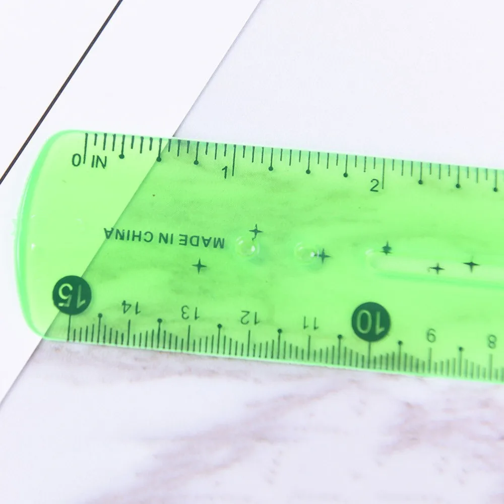 High Quality Plastic Flexible Ruler Tape Measure 15cm Centimeters and Inches Ruler Straight Ruler Office School Supplies