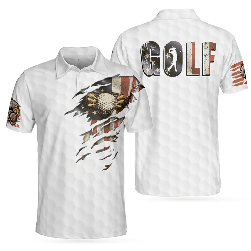 Harajuku Golf 3D Polo Shirt For Men Clothes Hot Sale Short Sleeves Tops Lapel Tee Shirts Summer Cool Streetwear Button T-shirts