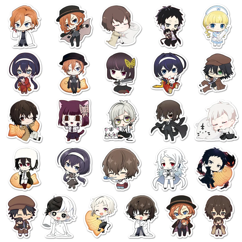 10/30/50 個かわいいアニメ文豪ストレイドッグスステッカー Q バージョン落書きデカール DIY スクラップブックギター電話車かわいい漫画ステッカー