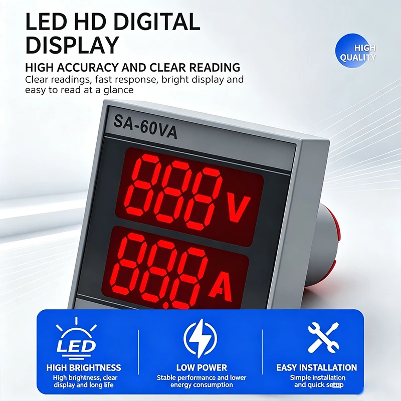 22mm LED Large Digital Display AC Voltage Current Indicator Light Voltmeter Ammeter Frequency HZ Meter Power Signal Lamp