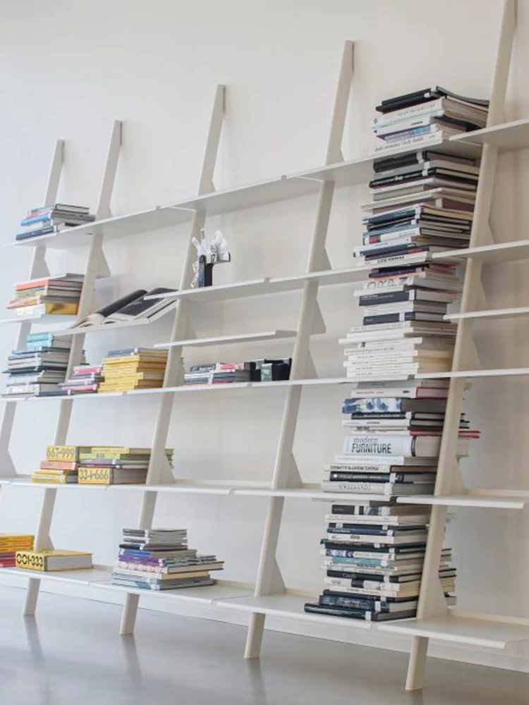 Layered shelves on the bookshelf wall, wrought iron living room and office decoration art exhibition