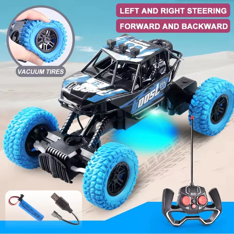 

TEMIKIDS Hot Toy High Speed Remote Control Cars With Colorful Flashing LED Lights Rubber Wheels Off-Road Car Toys For Boys Child