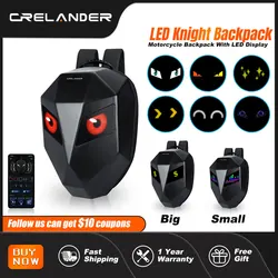 CRELANDER Motorcycle Backpack 3D Waterproof Hard Shell DIY Programmable Laptop Travel Bag LED Backpack