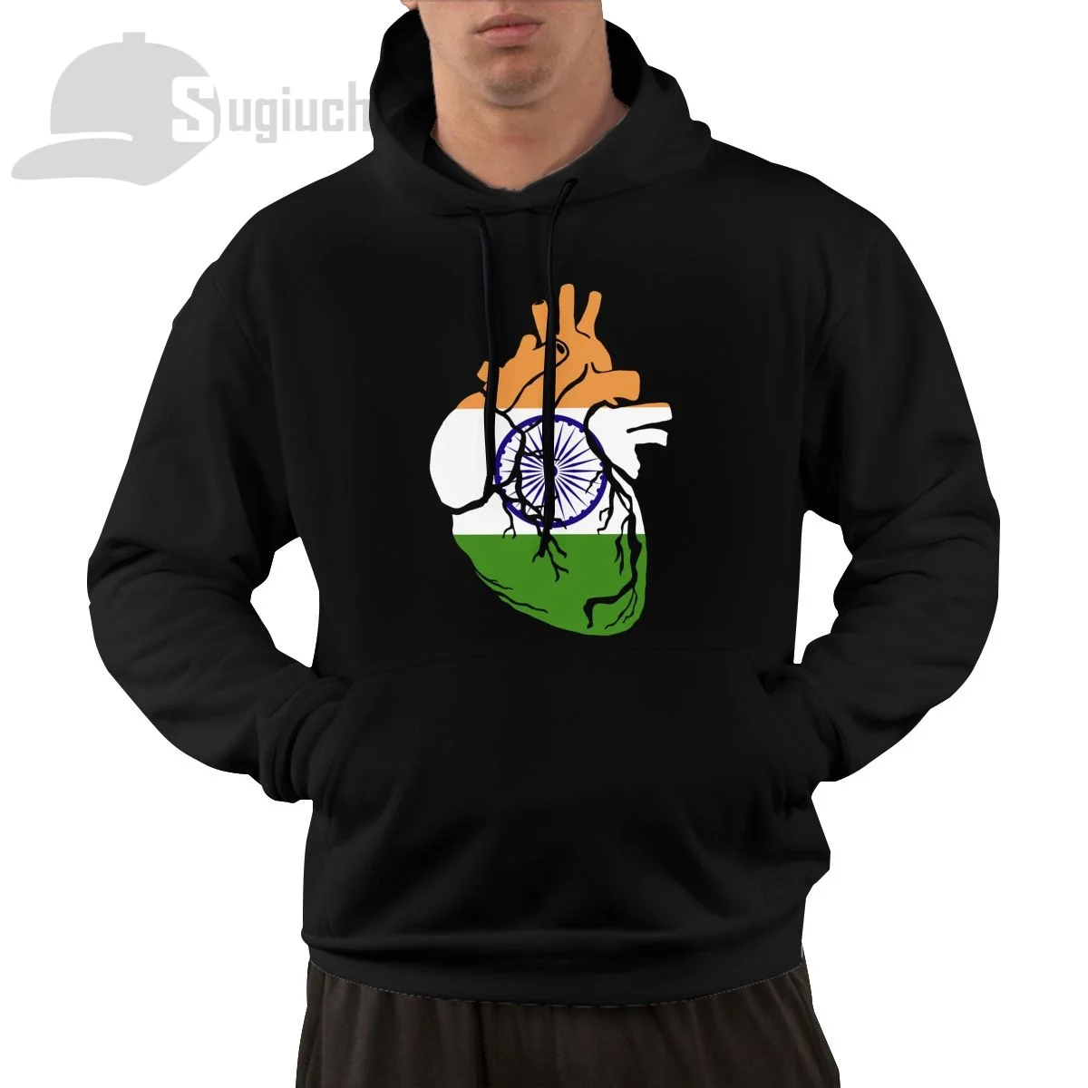 India Anatomical Heart Shape Country Flag Cotton Pullover Hoodie Men Women Unisex Hip Hop Style Sweatshirt