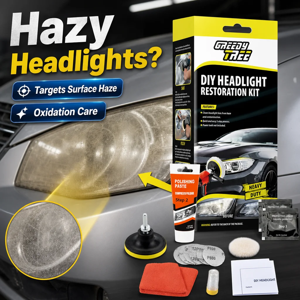 Car Headlight Restoration Kit Remove Yellow Oxidation Haze Restore Clear Visibility Renew Dull Cloudy Lamp Lens