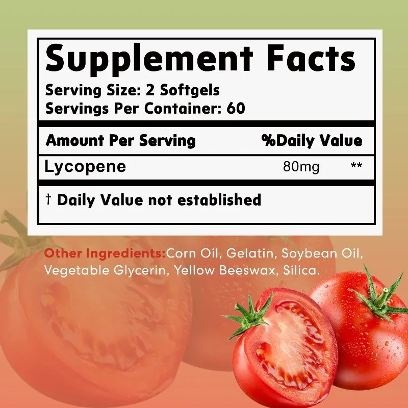 Lycopene Capsules Tomato Extract Protect Prostate Increases Physical Strength, Supplement Energy Enhance Immunit