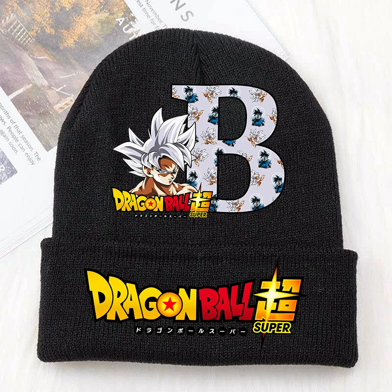 Dragon Ball Super Goku Boys Black Knitted Hats Headgear Printed Letter Winter Cute Children Woolen Cap Cartoon Anime Kids Gifts