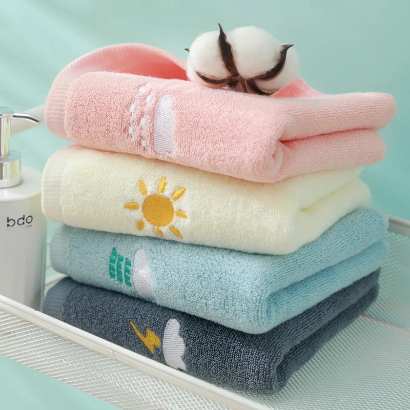 

Cotton Towel Wholesale Household Couples Towel Weather Cartoon Cute Embroidery Soft Absorbent Washcloth.