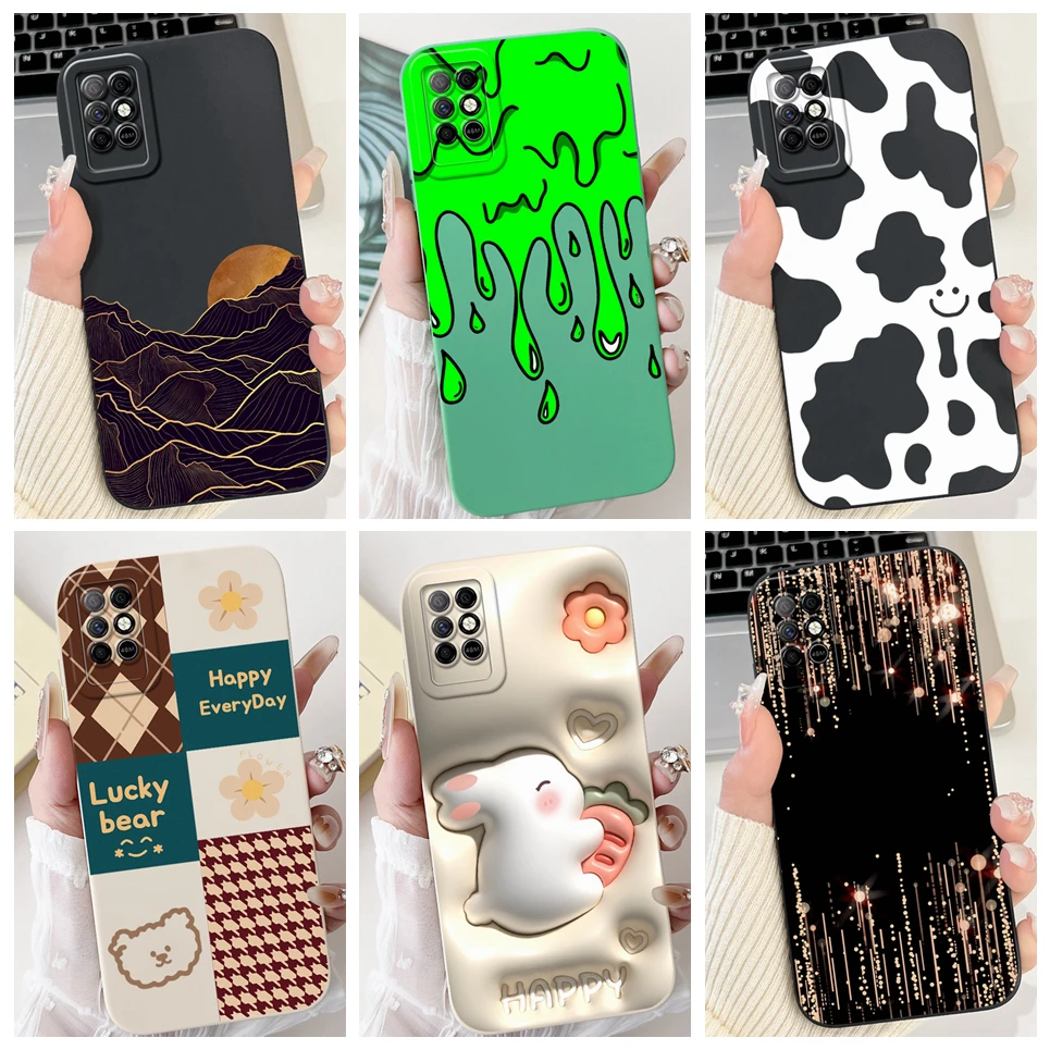 For Infinix Note 8i Note8 Case Color Platter Rabbit Shockproof Liquid Silicone TPU Back Cover On Infinix X683 X692 Soft Casing