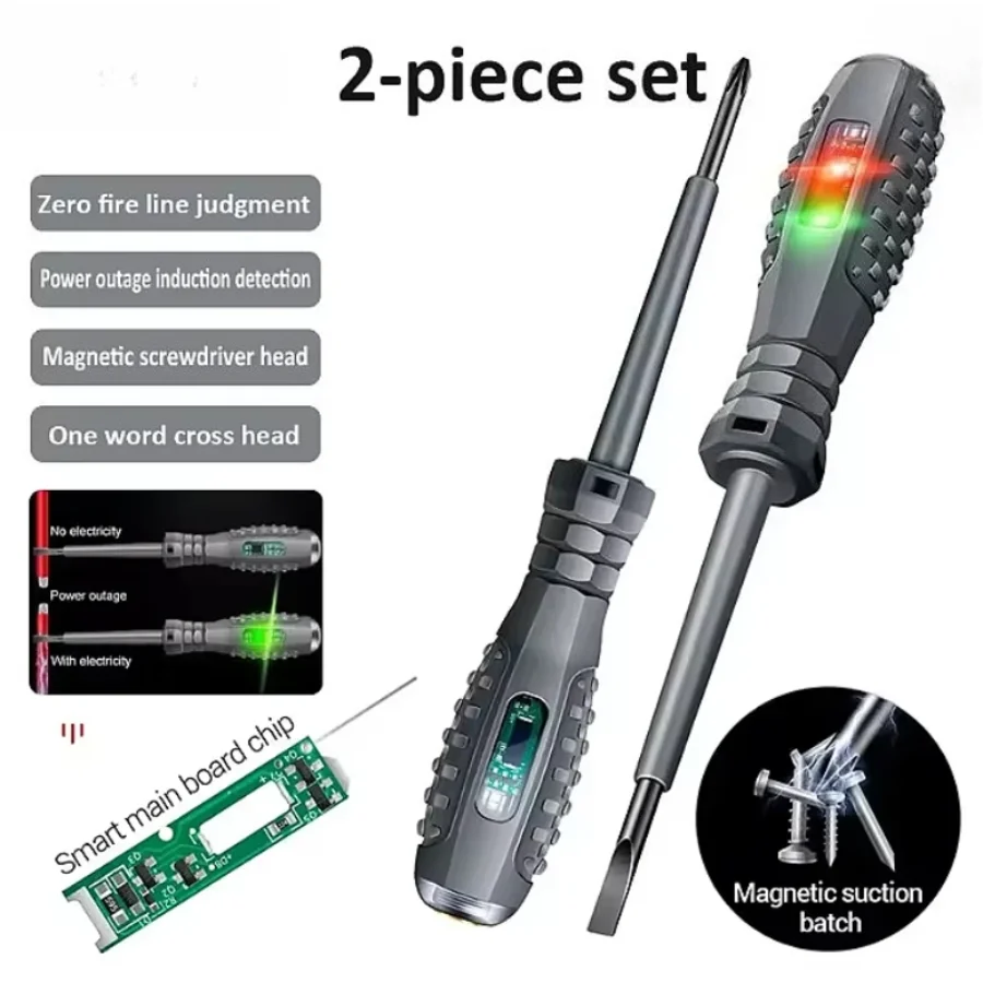 

2pcs Word/Cross electrician screwdriver 12-220V Voltage Tester Pen AC/DC Induction Insulated Electricians Screwdriver Hand Tools