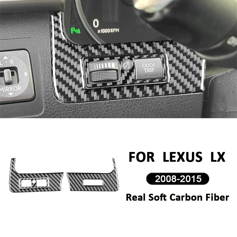 

2PCS For Lexus LX 2008-2015 Carbon Fiber Auto Instrument Panel Left Right Button Knob Cover Frame Decoration Interior Sticker