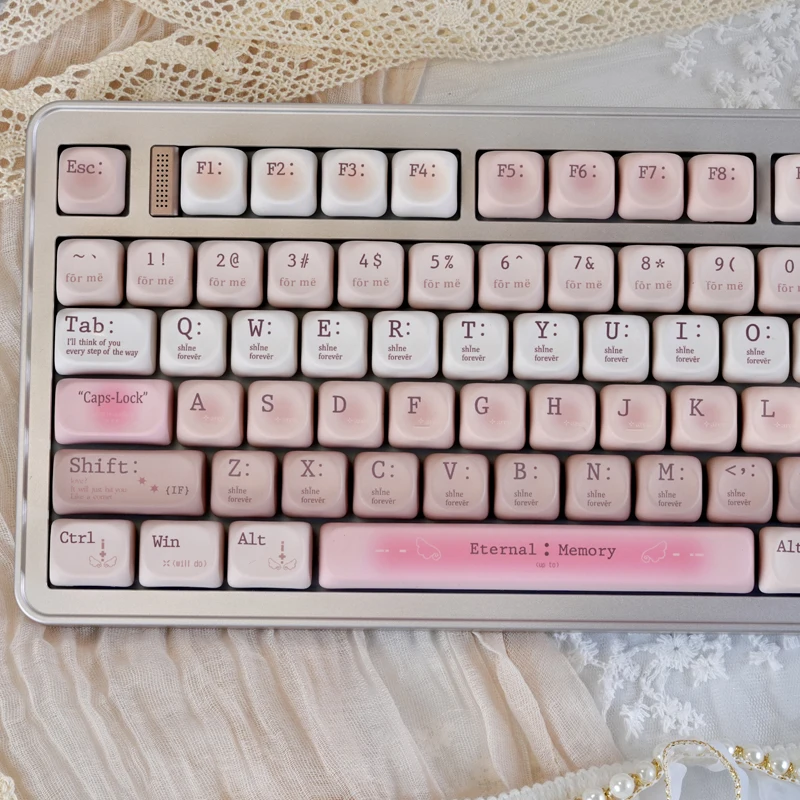 

Retro Pink Blush Keycaps PBT Key Caps Set for MX Switch Mechanical Keyboard