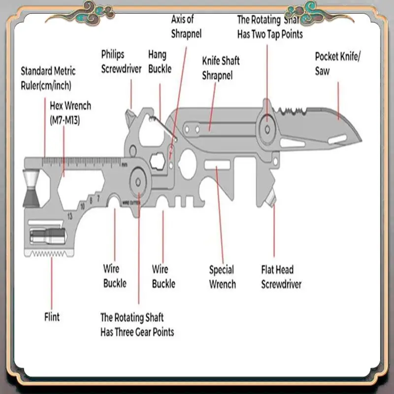 A73Q-EDC Комбинированный инструмент Карманный инструмент 30-в-1 Открытый складной инструмент Многофункциональный ключ EDC