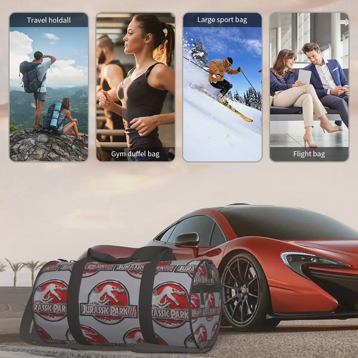 ديناصور الجوراسي بارك كبير واق من المطر حقيبة قاعة رياضة متعددة الوظائف واق من المطر حقائب السفر حقائب اللياقة البدنية #5