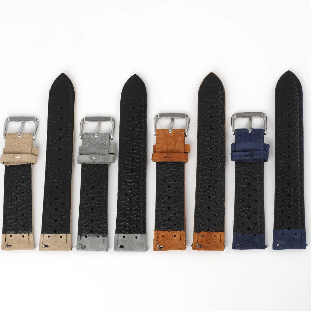 Genuine Suede Leather Watchband 18mm 20mm 22mm 24mm Porous Breathable Quick Release Watch Strap for Men Women Watch Accessories