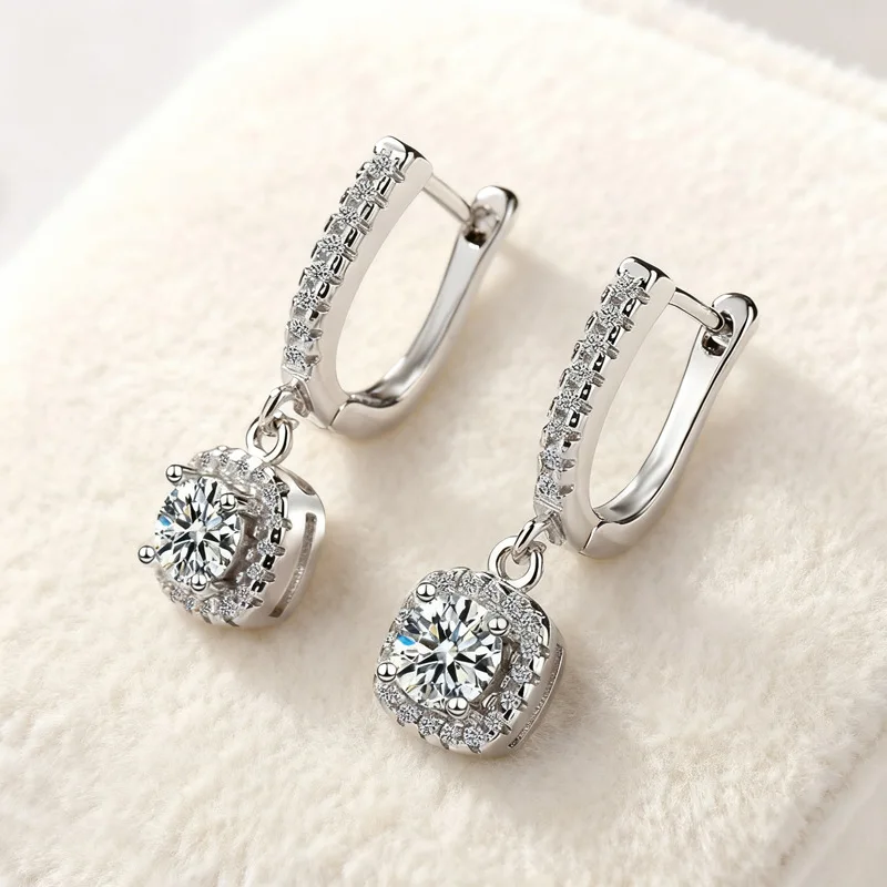 New 925 Sterling Silver Earrings Noble for Women Luxury Wedding Jewelry Elegant Female Accessories Fashion holiday Gift Party
