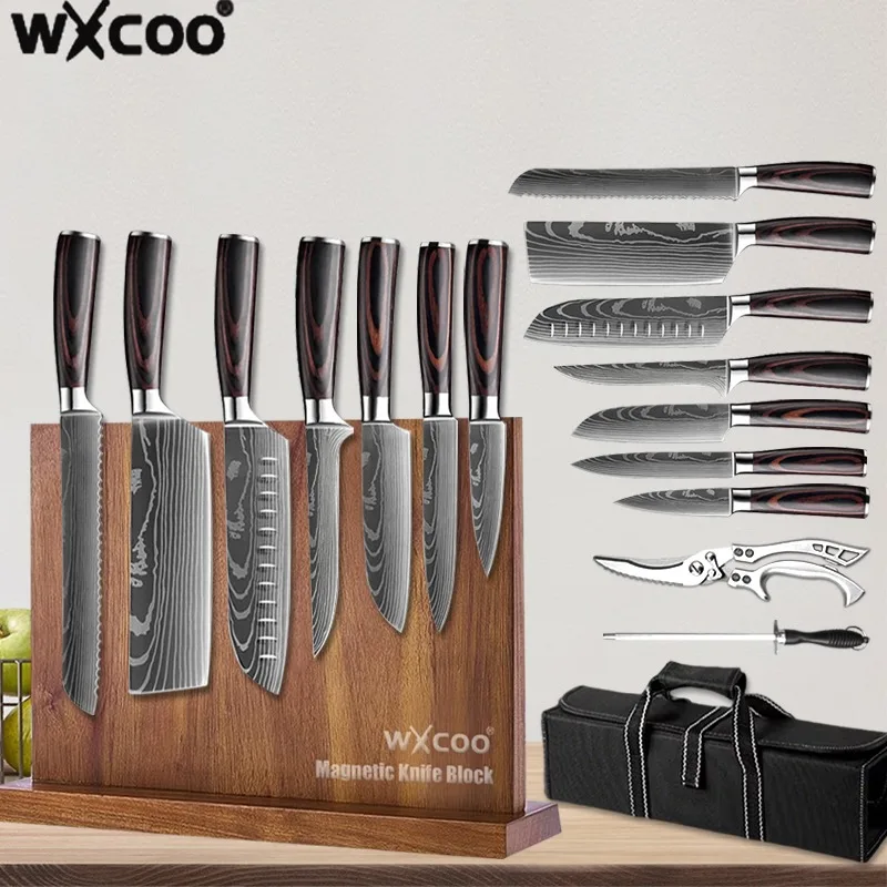 

Кухонные ножи с дамасским узором VG10, стальной нож для филе рыбы, нож для обвалки мяса, нож для очистки фруктов, универсальный резак с сумкой для ножей