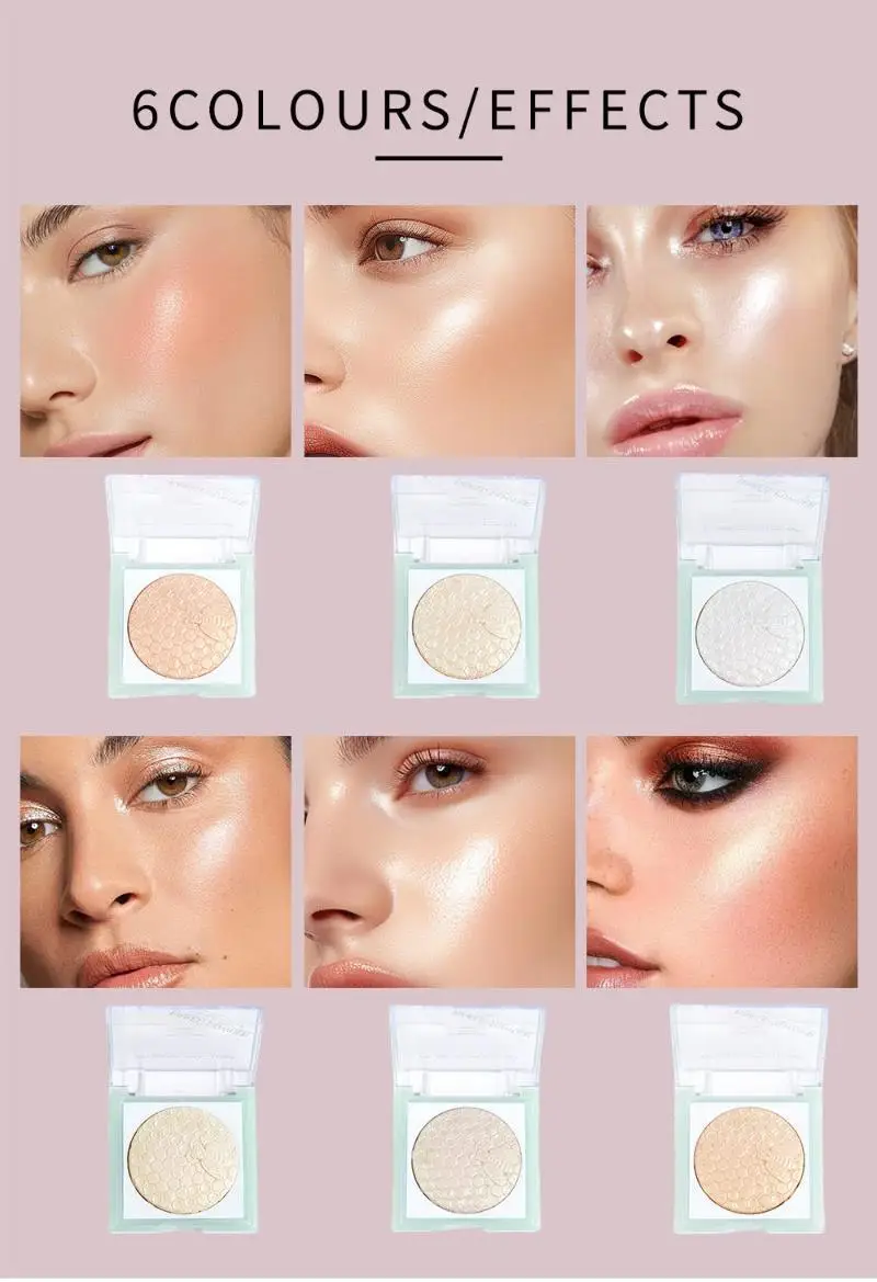 Natural Nude Fine Shimmer Baked Powder Highlight Blush Compact Face Cosmetic - Shimmering  Highlighter for a Radiant Finish