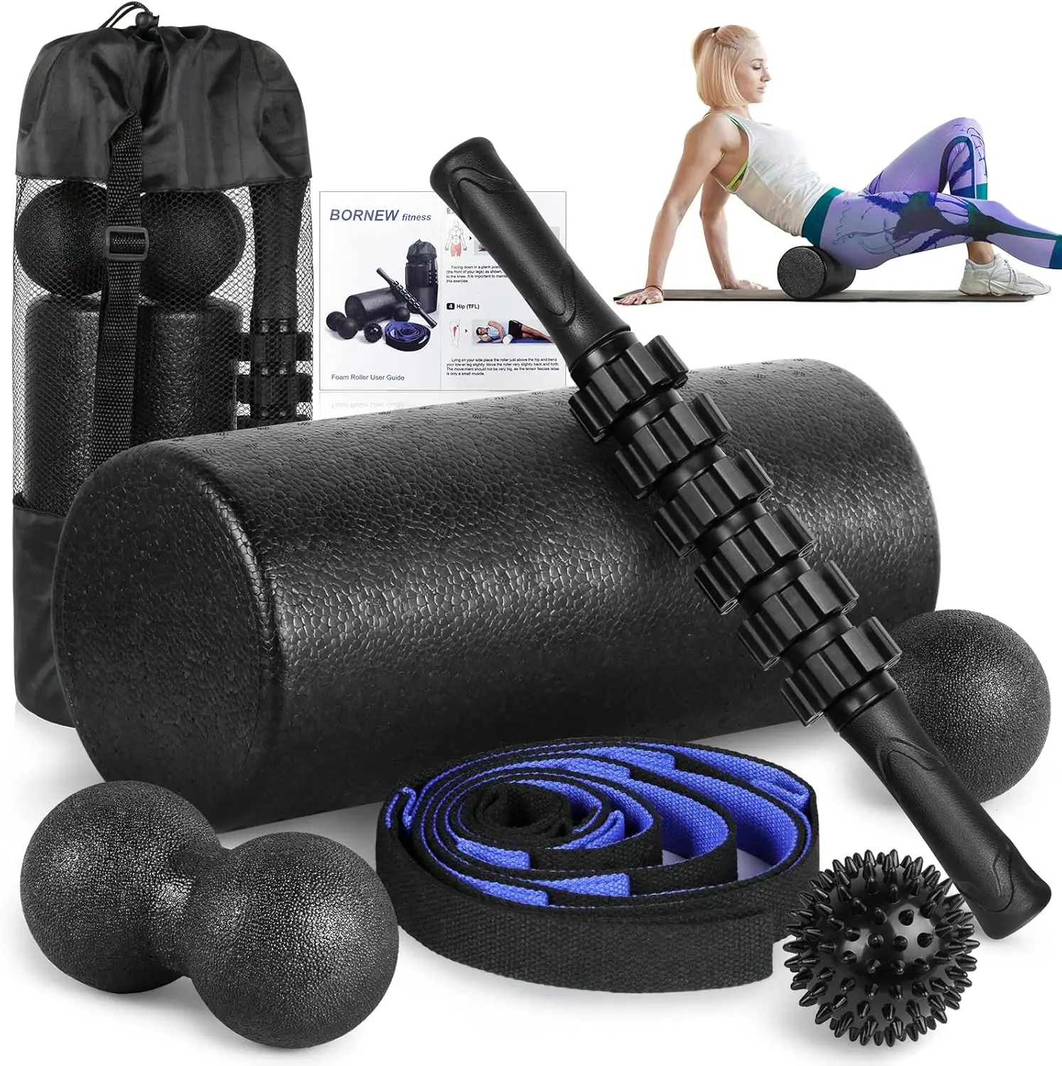 

High Density Foam Roller Set for Muscle Recovery, Back Pain Relief, Yoga & Physical Therapy