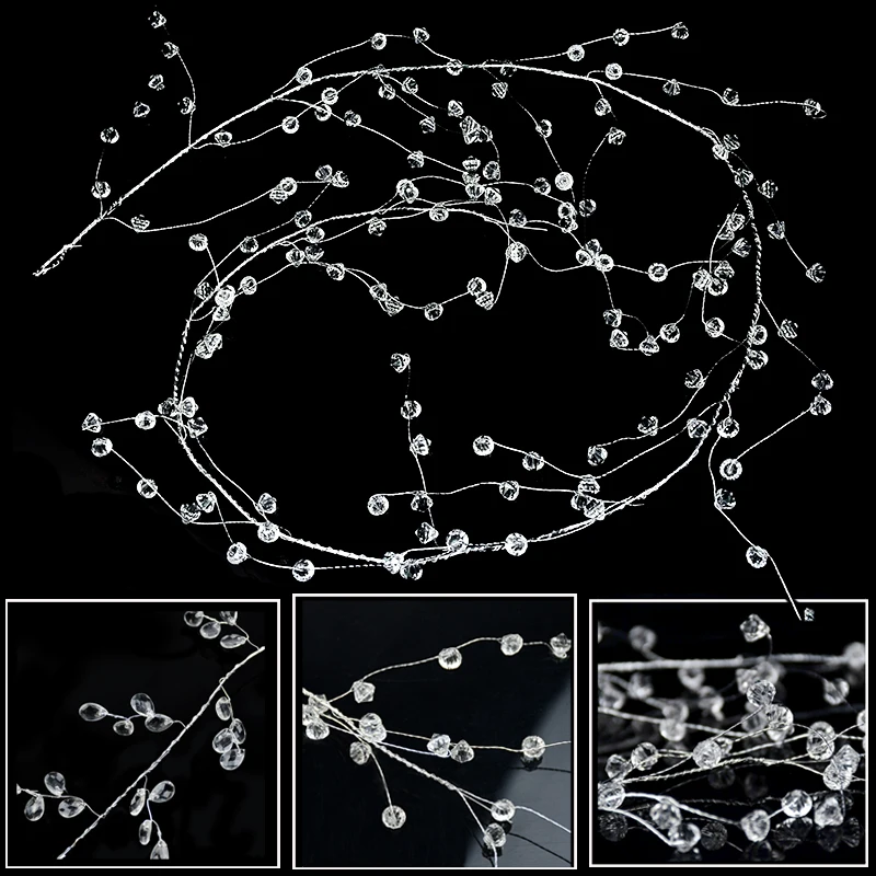 100/120/150cm Acrylic Crystal Beads Curtain Clear Diamond Shape Beads Branch String Garland For Wedding Party Flower Home Decor