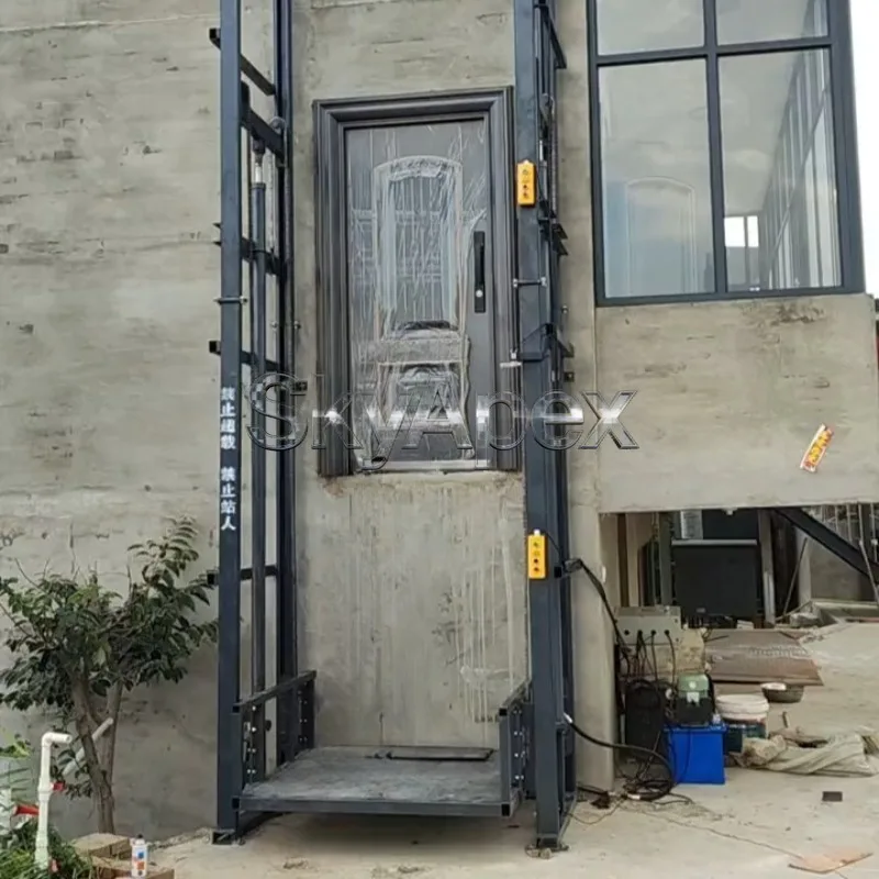 Dual-Rail Hydraulic Cargo Lift Factory Small Guide Rail Lift Warehouse Hois Elevator Factory Warehouse
