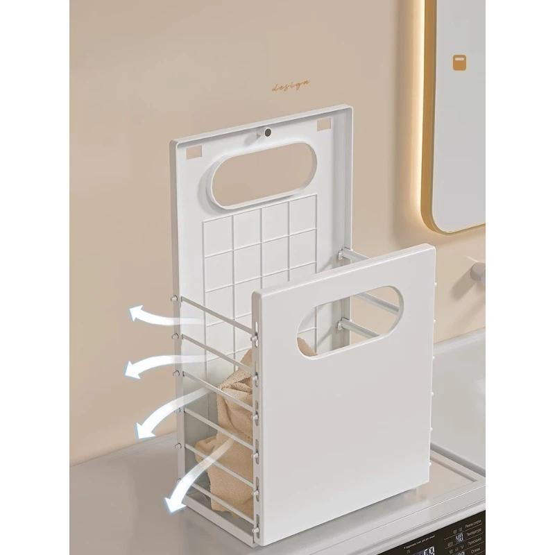 New Home Dirty Clothes Basket Household Hanging Washing Clothes Basket Bathroom Foldable Non Perforated  Mouth Storage Basket