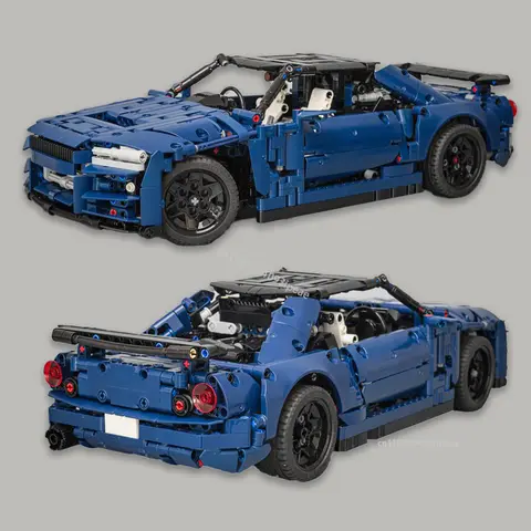 NEW Technical Champion Car Skyline R34 Super Sports Racing 1:12 Scale Building Blocks DIY Hypercar Vehicle Bricks Kids Toy Gift