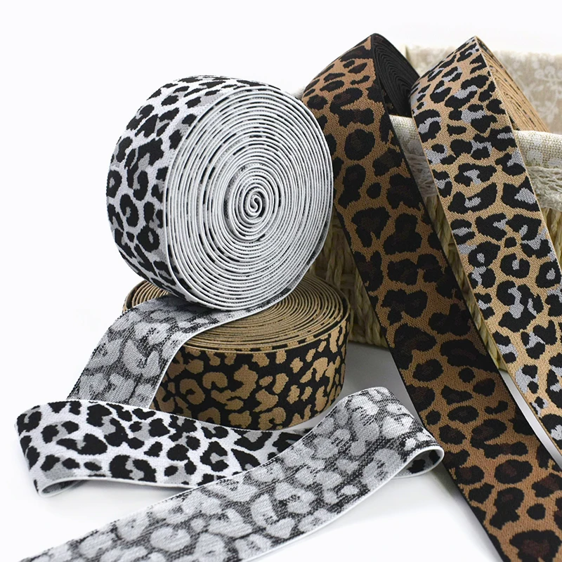 

5/10M 40mm Leopard Jacquard Elastic Band Stretch Ribbon for Sport Clothing Yoga Pants Waistband Belt DIY Sewing Webbing Supplies