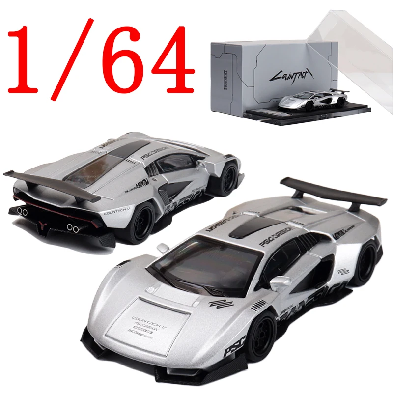 

TM Литая под давлением масштаб 1/64 Lamborghini, модель автомобиля из сплава Lamborghini Countach V, серебряные игровые транспортные средства, игрушки для мальчиков, подарок, оригинальная коробка