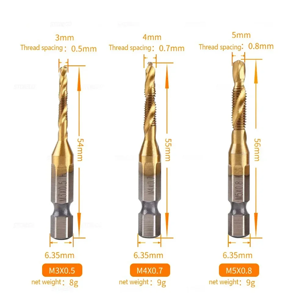 STONEGO HSS4341 Tap Bit - M3-M10, Spiral Flutes for Efficient Woodworking, Plastic & Aluminum Drilling