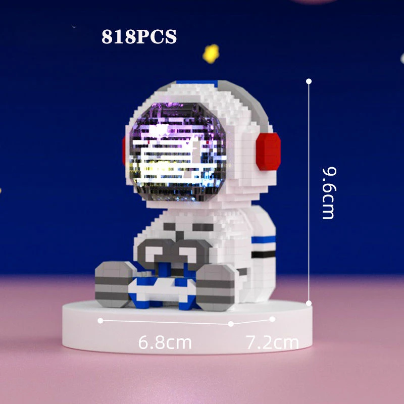 Astronauci montaż klocków zabawki puzzle prezent edukacyjny dekoracja stołu dla chłopców i dziewcząt Luminous Assembled Model