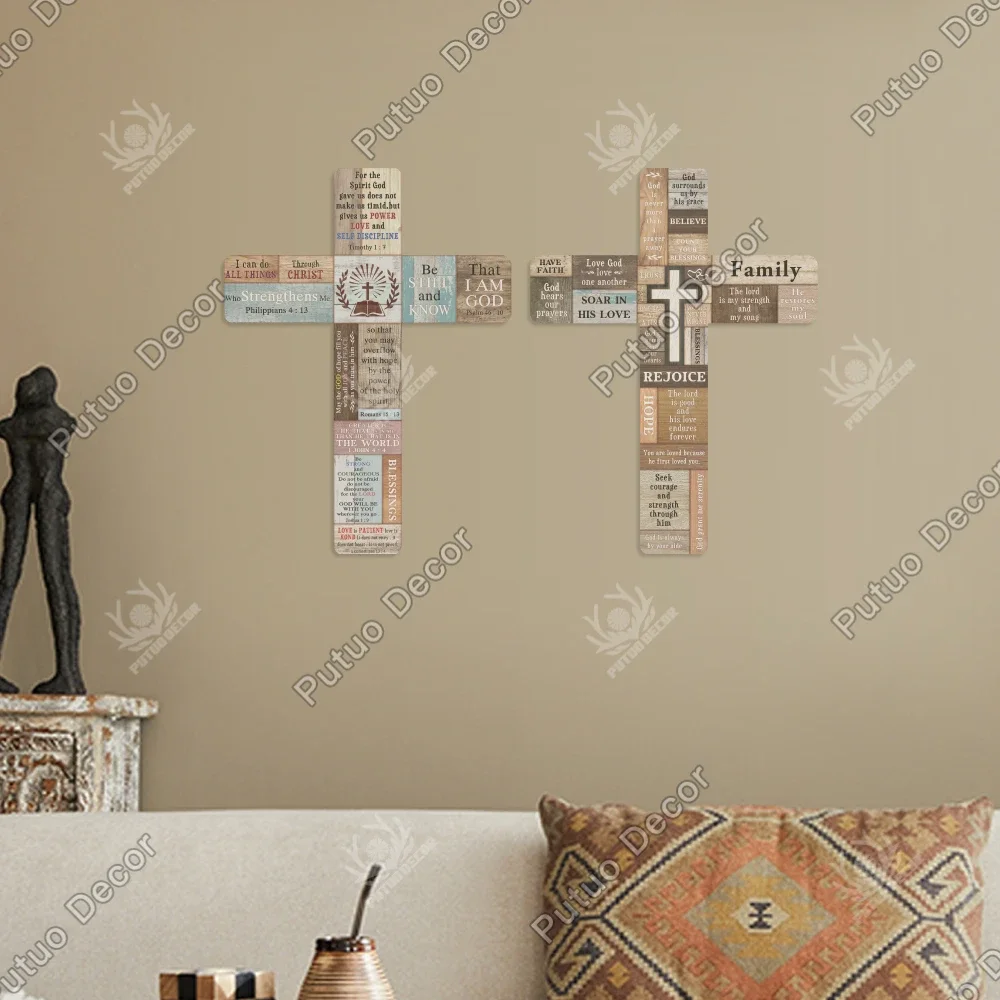 Putuo Decor-wooden cross of the day of the dead, wall decoration for home, 15.9x11.8 inches