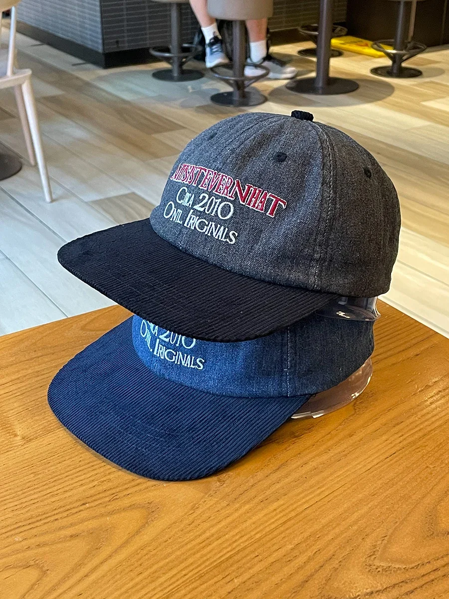 Retro Color Matching Flat Brim Denim Peaked Cap Male Street Couple Big Brim Hip Hop Baseball Cap Female Fashion Cap