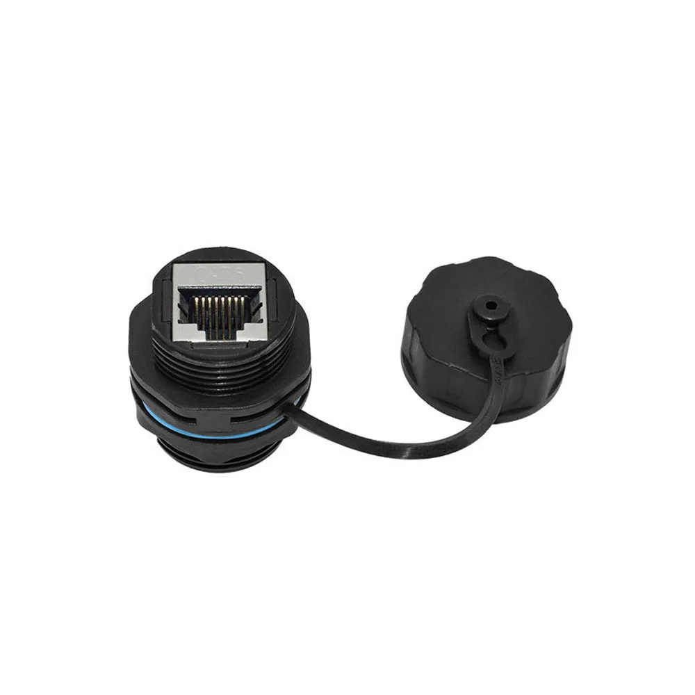 RJ45 Network Connector Ethernet Double Pass Head CAT6/CAT6A IP68 Waterproof Outdoor Panel Mounting Wire Extension Connector