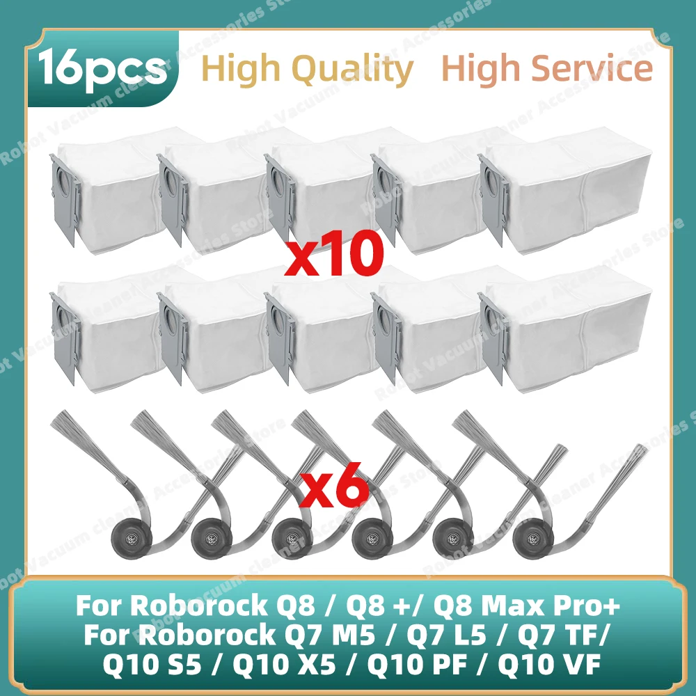 Compatible con Roborock Q7 M5 / Q7 L5 / Q7 TF / Q10 S5 / Q10 X5 / Q10 PF / Q10 VF / Q8+ / Q8 Max Pro Plus) Bolsa para polvo de cepillo lateral