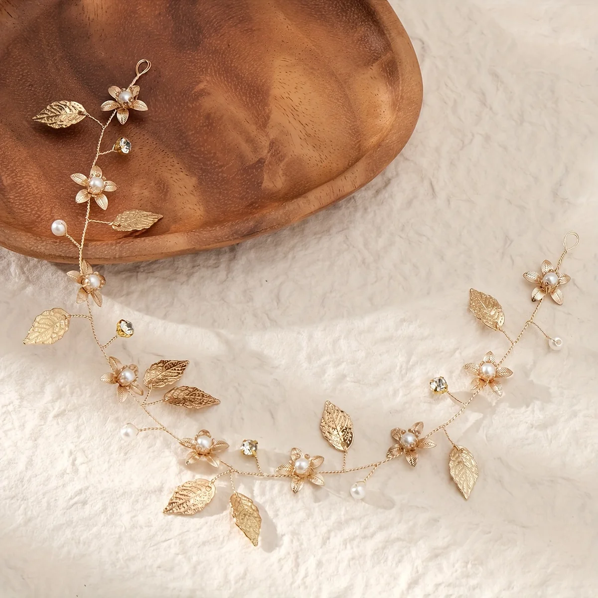Handgefertigtes Modisches Perlen-Blumen-Haarband Blatt-Haarreif Tiara Braut Hochzeit Haaraccessoires Schmuck Haarreif
