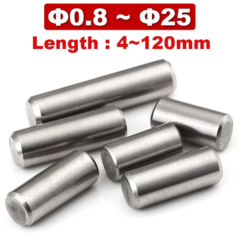 304 Stainless Steel Cylindrical Pin Locating Dowel Fixed Shaft Solid Rod GB119 Length 4~120mm M0.8 M1 M1.5 M2 M2.5 M3M4M5 M6~M25