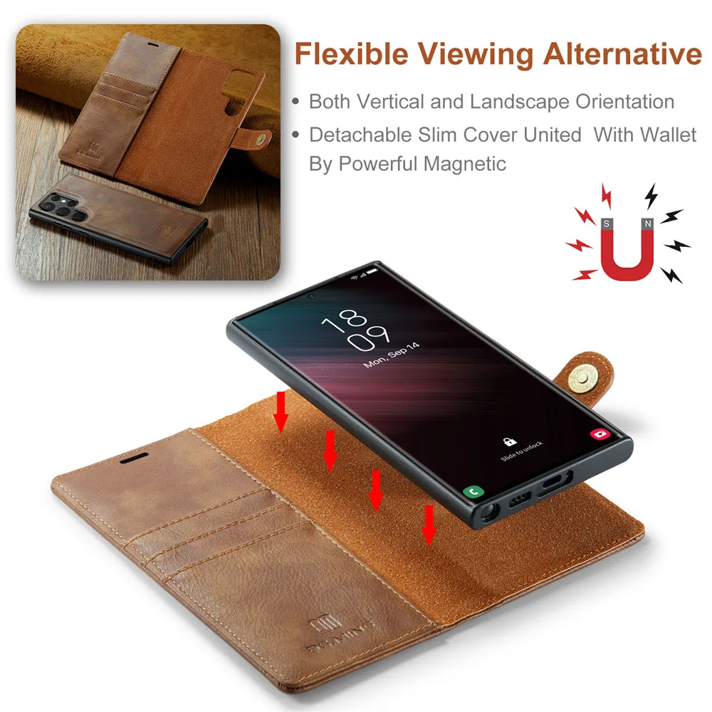 Detachable Magnetic Leather Phone Case for Samsung Galaxy S20 FE S21 Plus S22 S23 S24 Ultra Flip Wallet Card Holder Cover Coque