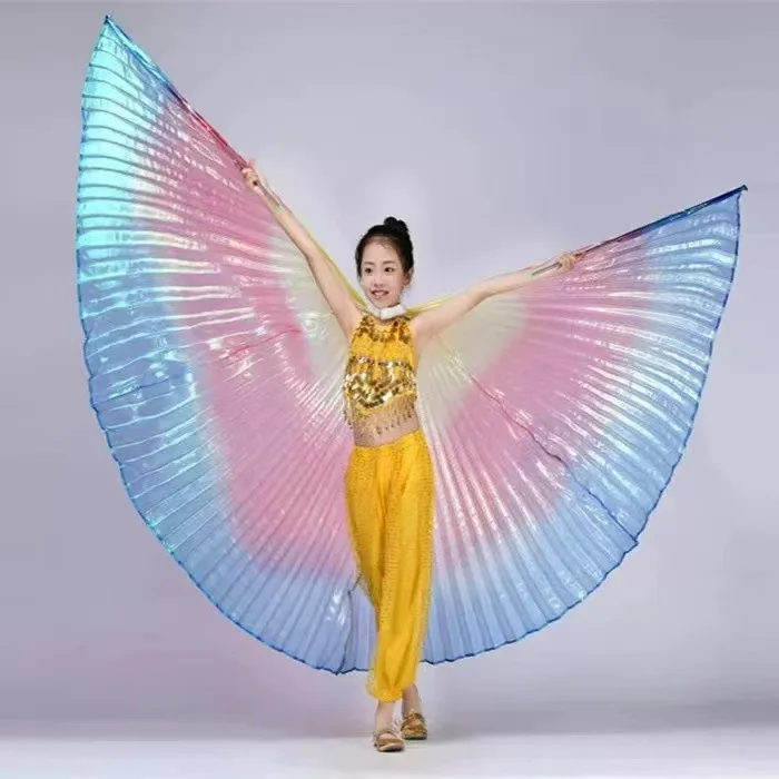 Bauchtanz 360 ° Goldene Flügel Isis-Flügel Zubehör Cosplay Bollywood Orientalischer Ägyptischer Tanz Kinder Mädchen Goldenes Kostüm – Detail 13