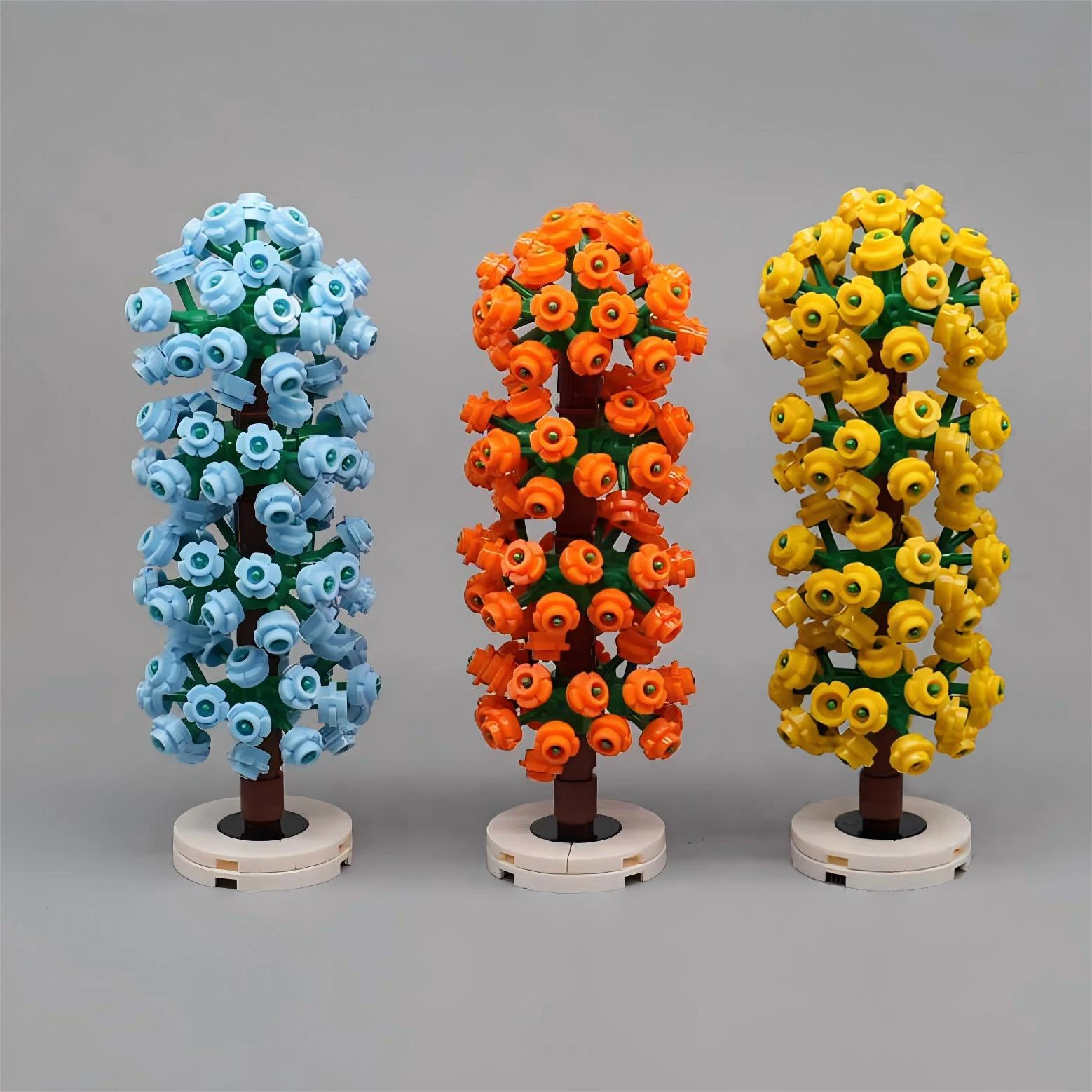 MOC Urban Greening Plants, Hydrangea and Rainbow Tree Wedding Garden Decoration Plant Children's DIY Building Block Toys Gift