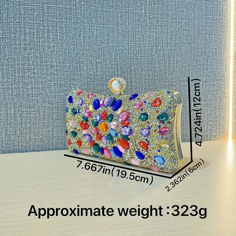 Bolso de mano delicado de lujo de diseñador superior para mujer, bolso de mano de fiesta, bolso de noche con tachuelas de diamantes, bolso de hombro tipo bandolera para mujer