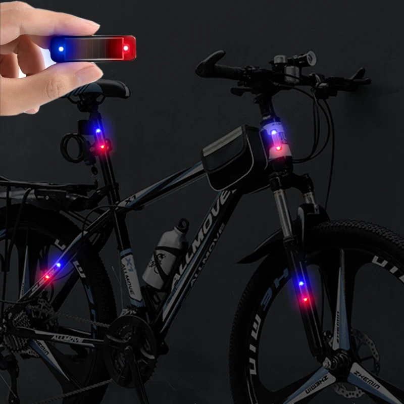 Motorcycle Car Rear-End Warning Light Solar Strobe Light Led Red and Blue Bicycle Colored Lights Wireless Installationhipping