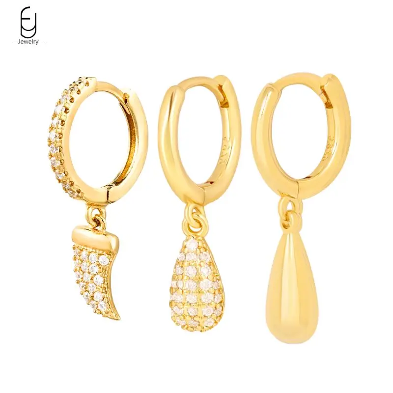 

925 Sterling Silver Needle Exquisite Water Drop Pendant Hoop Earrings Colorful Zircon Earrings for Women Wedding Fine Jewelry