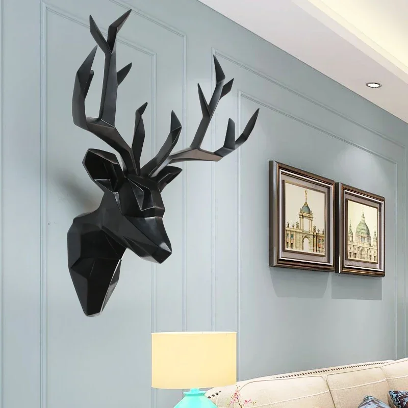 Large 3D Deer Head Statue Sculpture Decor Home Wall Decoration Accessories Animal Figurine Wedding Party Hanging Decoration